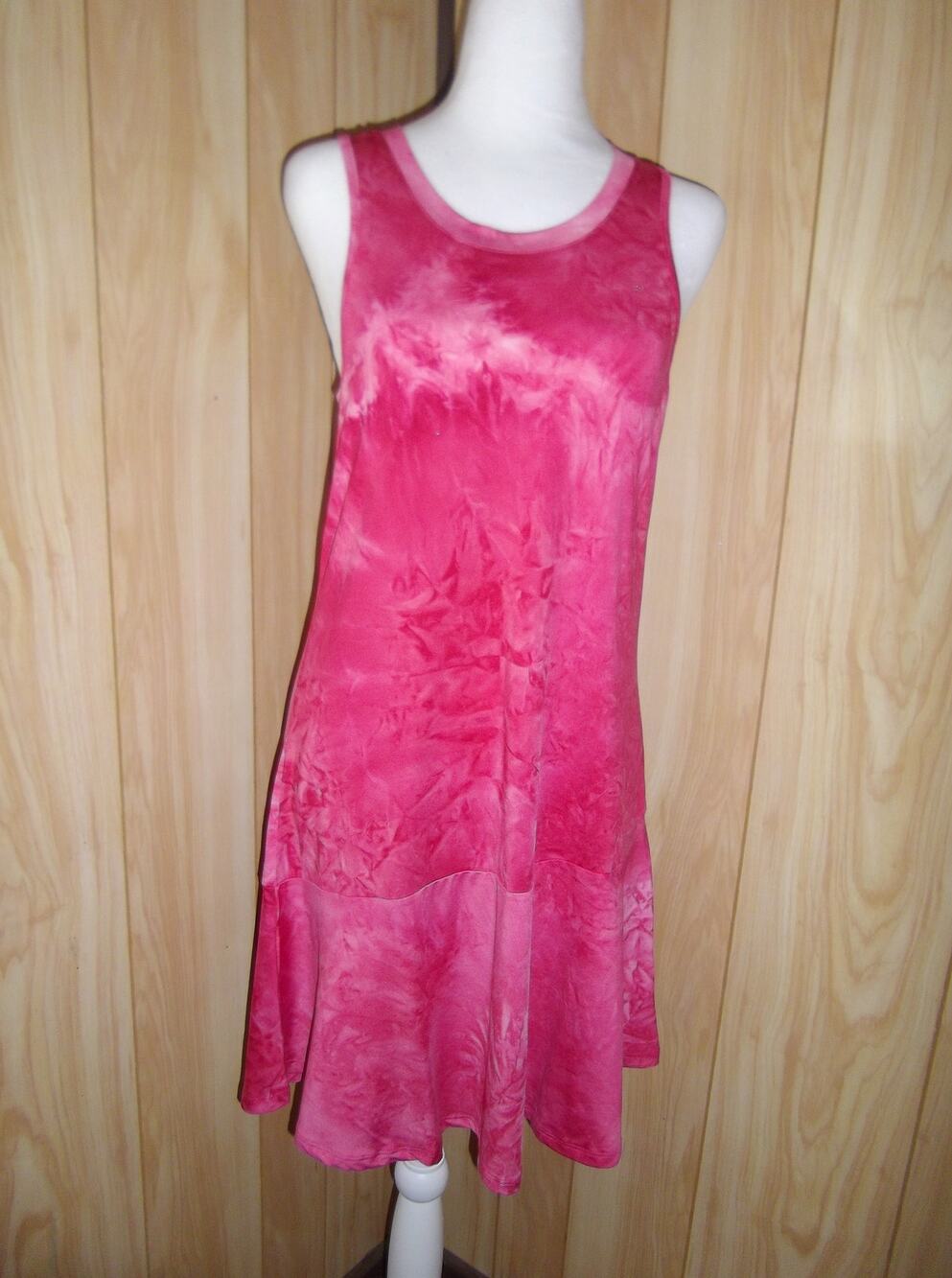 NWT Icyzone Boho Bright Pink Tie Dye Pattern Tank Top Activewear Mini Dress M